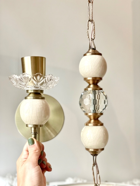 Juego completo: 2 apliques Victorianos + Lámpara Colgante