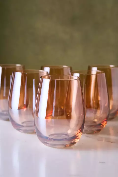 Vasos ambar bombeé set x 6
