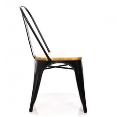 Silla Tolix Negra con Asiento de Madera en internet