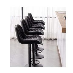 Banqueta regulable Libia de ecocuero negro con respaldo acolchado y base circular.

