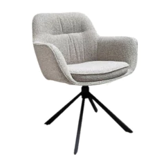Sillón Scada tapizado en color gris, con base giratoria de 360 grados y diseño moderno.