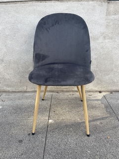 Silla Thea Alta con Costuras Pana Gris Oscuro