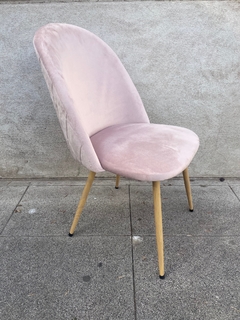 Silla Thea Alta con Costuras Pana Rosa