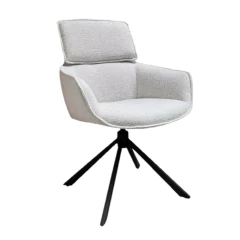 Sillón Odin Tapizado Giratorio 360 en color gris claro, con respaldo alto y base negra.