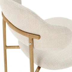 Silla Caneda Tapizada base acero simil Madera