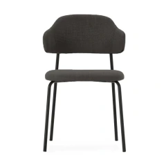 Silla Caneda Tapizada base acero Negra