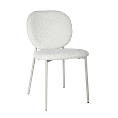 Silla Dina Chenille con base beige y tapizado suave color blanco