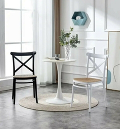 Silla Cross de Pvc Rattán Blanco - Emuebles