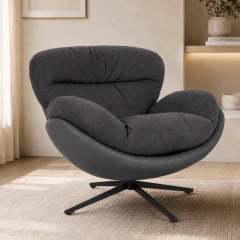 Sillon Egg Ecocuero Gris Chenille Gris