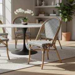 Silla Paris French Bistro Aluminio y Rattan Caen