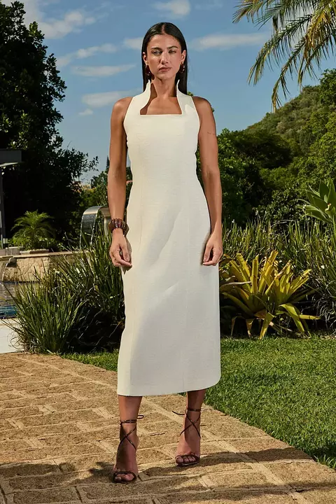 VESTIDO DECOTE QUADRADO S/ MANGA