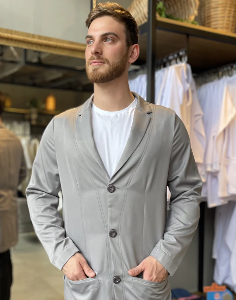 Jaleco Masculino Doctor Cinza
