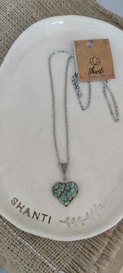 Collar Corazon Cuarzo Verde
