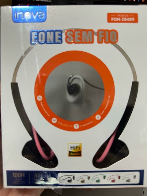 Fone de ouvido esportivo sem fio som estéreo INOVA FON-20409 Rosa