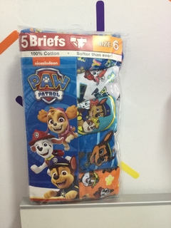 calzoncillos paw patrol talle 6 x 5 unidades