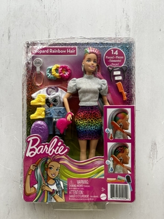 Barbie leopard rainbow hair