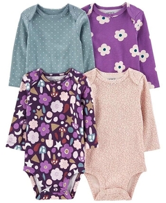 Pack de 4 bodys talle 3 meses manga larga carters