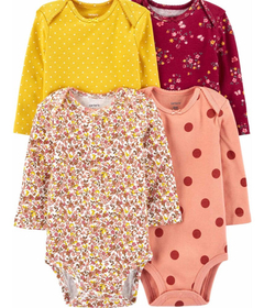 Pack De 4 Bodys Carters Manga Larga Talle 3. Meses