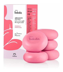 Jabón Natura De Puro Vegetal X5 Frambuesa Y Pimienta Rosa