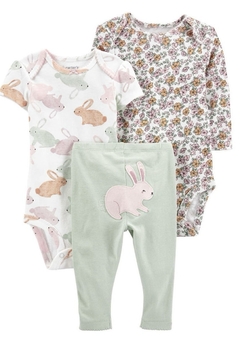 Carter´s Set 3 Piezas Bodies Pantalon Conejitos talle 9 meses