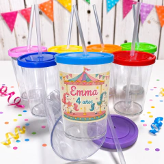 Vasos Acrílicos 350cc con Sorbete - SIGUELAFIESTA-2K