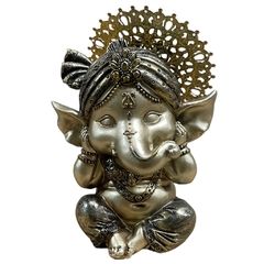 ganesh baby com arco em metal em resina 12cm