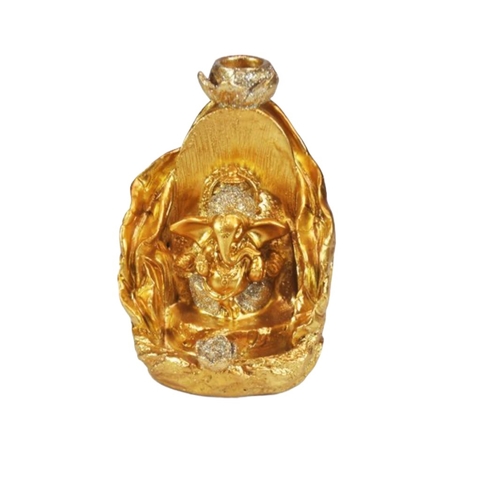 incensário cascata ganesh brilho em resina 12cm