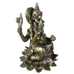 ganesh na flor de lótus em resina 20x12cm - comprar online