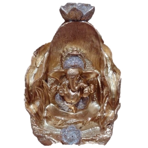 incensario cascata em resina ganesh brilho 12x8cm
