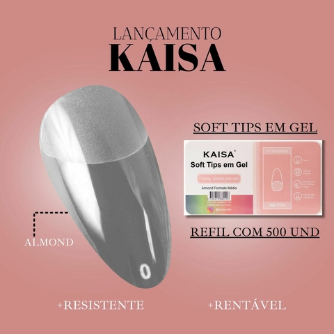 Tips Soft Gel Fosca Matte Unha Almond Média - Kaisa C/ 500 Refil