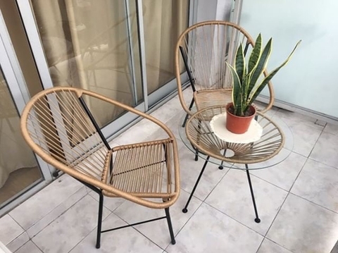 2 sillas asuncion y mesa simil yute - comprar online
