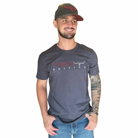 CAMISETA BORDADA TEXAS EDITION CINZA CHUMBO - comprar online