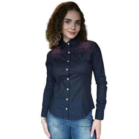 Camisa Apache Strass Azul Marinho 0002 - comprar online