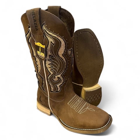 Bota Helazza Burnê Tabaco/Ouro 60925 - comprar online