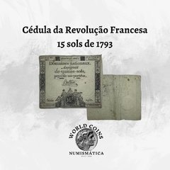 Cédula Revolução Francesa 1793, 15 Sols F+