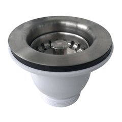 Válvula para cuba/pia de cozinha aço inox escovado 3-1/2"