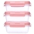 KIT 3 POTINHOS HERMETICOS COM TAMPA E TRAVA ROSA BUBA
