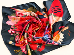 Pañuelo Botánica negro y rojo