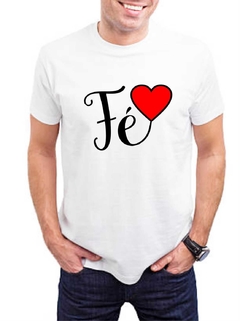 Camiseta Branca Unissex Fé Coração