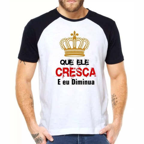 Camiseta manga preta Unissex Que Ele Cresça Coroa Dourada