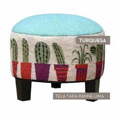 Puff Redondo Banquito Sillon Butaca Tapizado Cactus