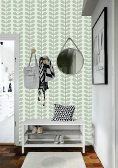 Mural Impreso. Hojitas Scandi. Desde $1320M2 - Alma Ble.  Inspiración hecha Arte en Vinilos Decorativos