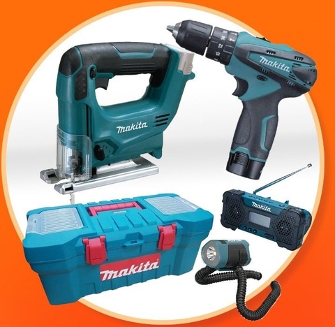 Taladro Percutor HP330DZ + Sierra Caladora JV100DWE + ¡REGALOS!