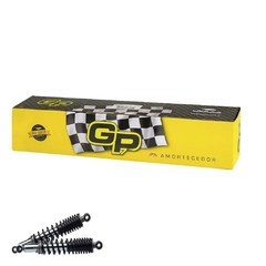 Amortecedor Cromado GP7 Com Regulagem (Par) Honda CG 125 Fan Titan 09-18 Mola Preta - LOJA DO MOTOBOY
