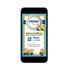 Convite Digital - Minions - loja online