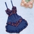 Pijama azul com renda bicolor - comprar online
