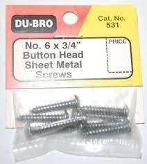 parafuso auto atarraxante button head 6 x 3/4" (8) Dubro - dub531