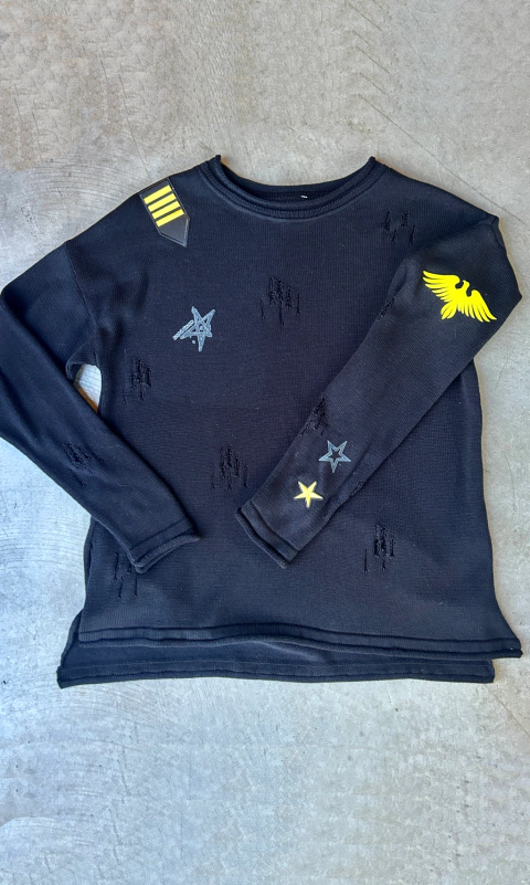 TEJIDO TRASHED - NEGRO - tienda online