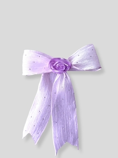 Presilha de Cabelo Menina Laço com Detalhe Flor Rosa