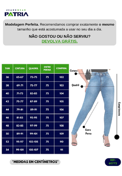 Calças Jeans skinny Cintura Alta Empina Bumbum Patria Brasil